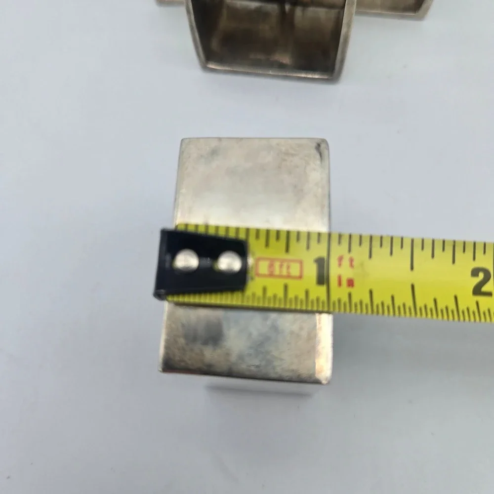 Pottery Barn Silverplate Square Napkin Rings Set of 8 Modernist Contemporary